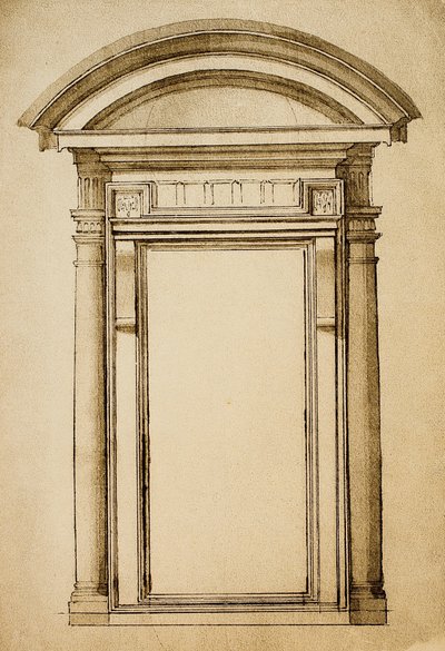 Een deur; tekening door Michelangelo door Michelangelo Buonarroti